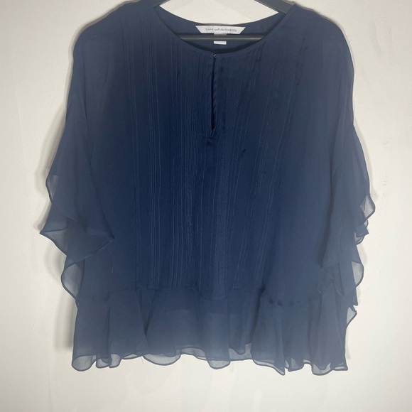 Diane Von Furstenberg Tops - Diane Von Furstenberg Midnight silk Blue Blouse